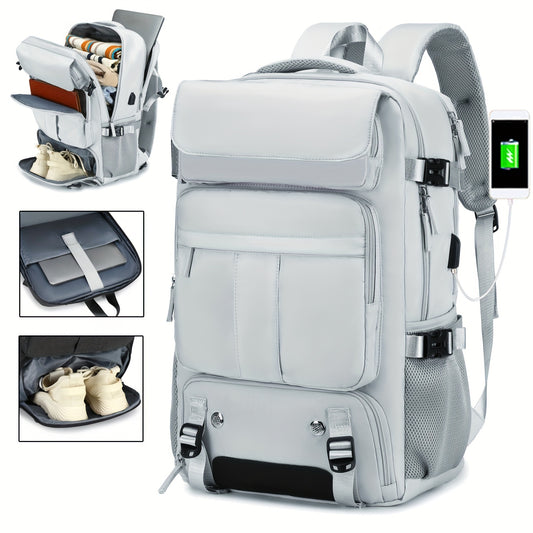 Women's travel backpack with 17.3-inch laptop compartment, shoe compartment, and holiday gift; ideal for hiking, college, and back-to-school season.