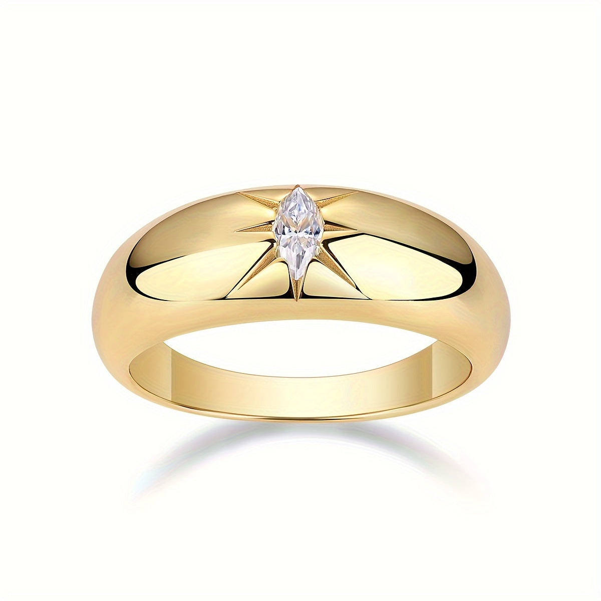 Enchanting Glow and Stunning Star Moissanite Couple's Ring in 18K Gold Plated S925 Silvery - Hypoallergenic, Nickel-Free, and Sparkling Gemstone Jewelry for Casual Attire, Engagement, and Wedding. Includes Gift Box for a Perfect Accessory.