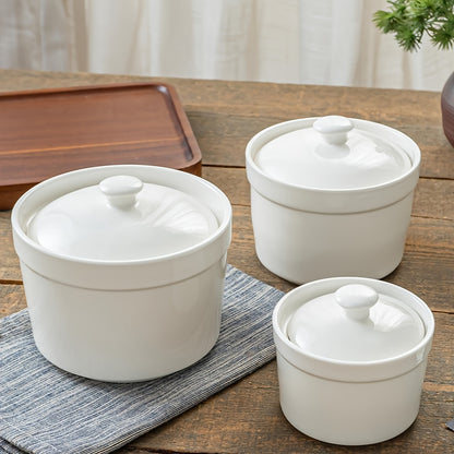 Ceramic stew pot with lid: microwave & outdoor safe, rust-resistant for home kitchens, catering, restaurants