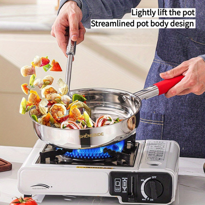 This set includes 16 pieces of stainless steel cookware, perfect for all your cooking needs. The set contains 4 pots, 1 frying pan, 1 milk pot, 6 pot lids, 2 spatulas, 1 spoon, and 1 steamer. The pots are designed to distribute heat evenly and quickly