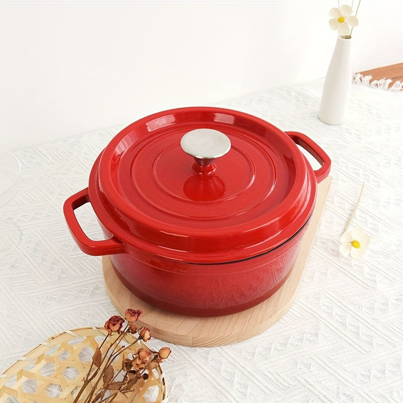 Enhanced Enamel Coated Cast Iron Pot with Lid - Ideal for Cooking Stew, Soup, and More, Non-Stick Surface, Suitable for Use with Oven, Induction, Gas, and Electric Cooktops, Comes in 60.8oz, 98.7oz, and 115oz Capacities.