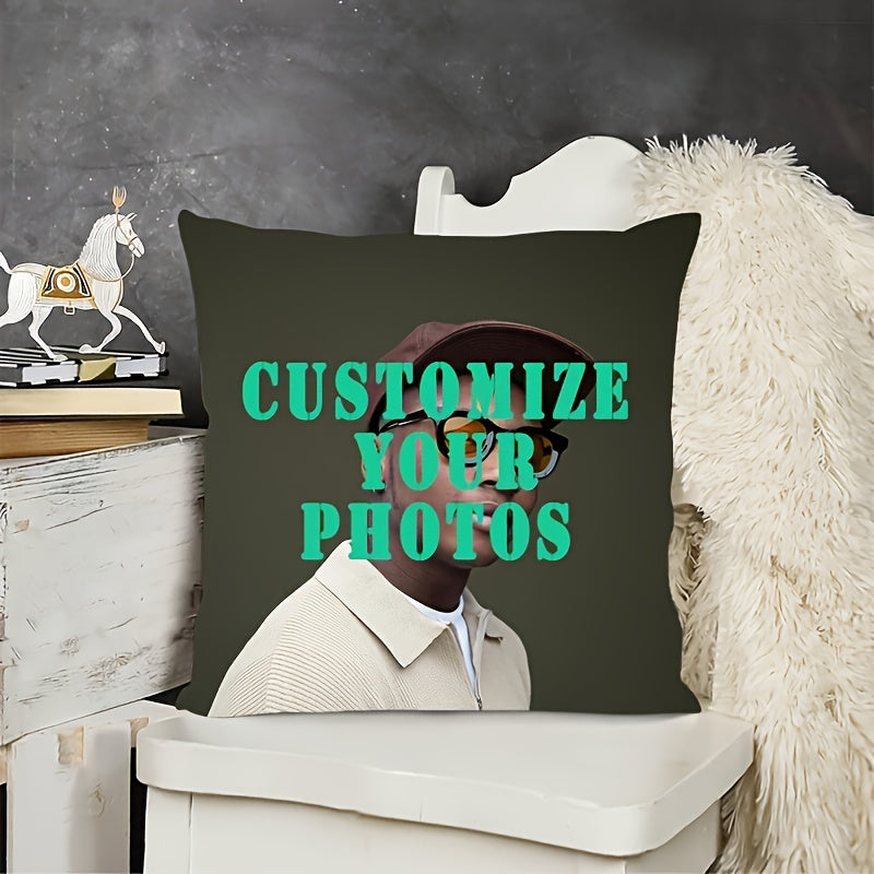 This personalized photo pillow cover is a great addition to any room. The cover measures 45.72x45.72 cm and features a double-sided print on soft polyester knit fabric. The modern style and zipper closure make it easy to change up your decor. Plus, it's