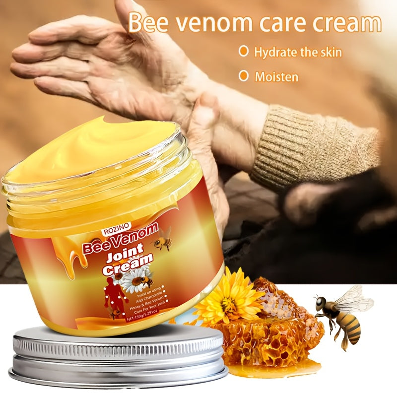 150g Bee Venom Joint Massage Cream with bee venom, chamomile, aloe, and sunflower oil for deep joint moisturization, precise care, quick absorption, non-greasy, gentle, and non-irritating