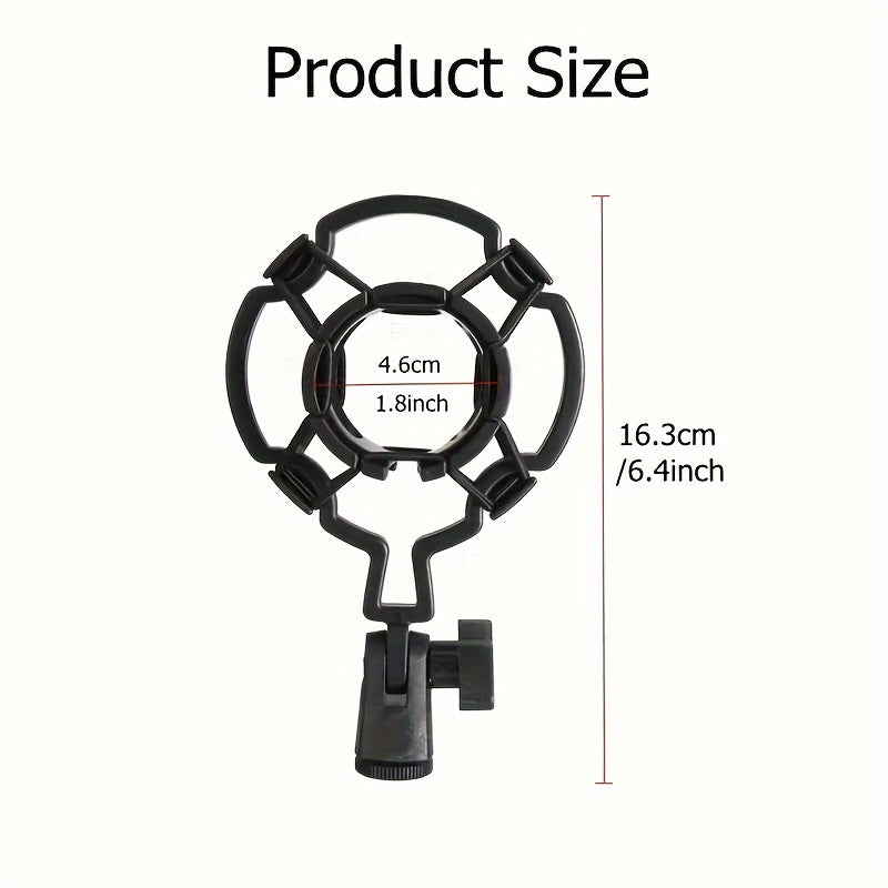 Universal professional microphone shock mount with 3/8/M16 thread, mic clip compatible with most boom arms and microphone stands for smooth recording.