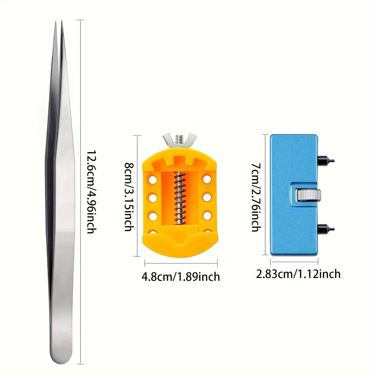 Watch Battery Replacement Kit with 3 Pieces, Includes Watch Wrench for Removing Backs, Case Opener Set, Holder for Back Removal, and Tweezers