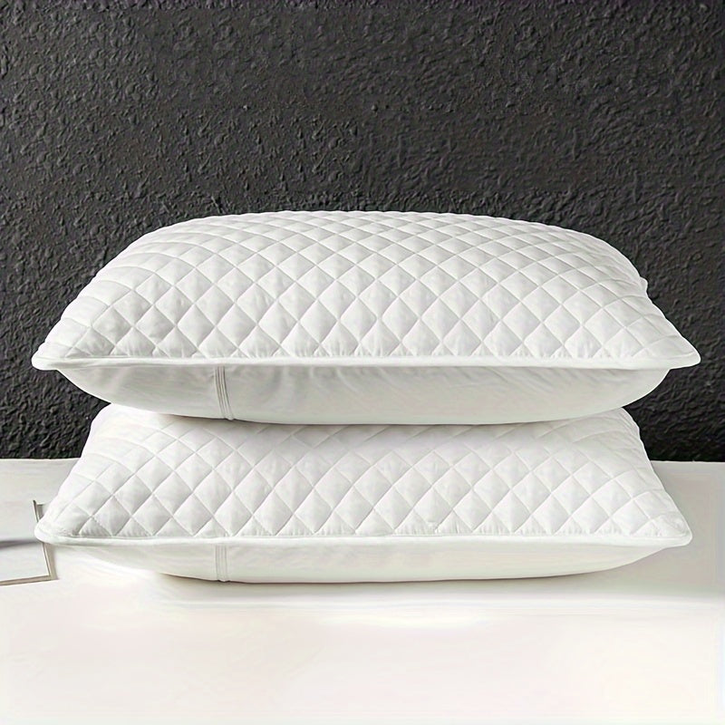 2 pieces of plaid and solid color quilted three-layer sandwich pillow protectors, designed for hotels and homes. Adult size, breathable and thickened pillowcases, sold in a pair pack