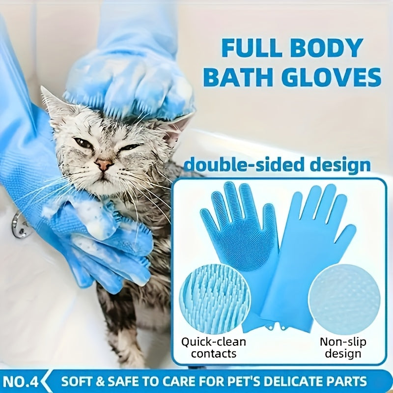 6-piece dog grooming kit includes silicone bath brush, microfiber towel, washing gloves, shedding tool for shiny coat without power needed. Essential care for pets.