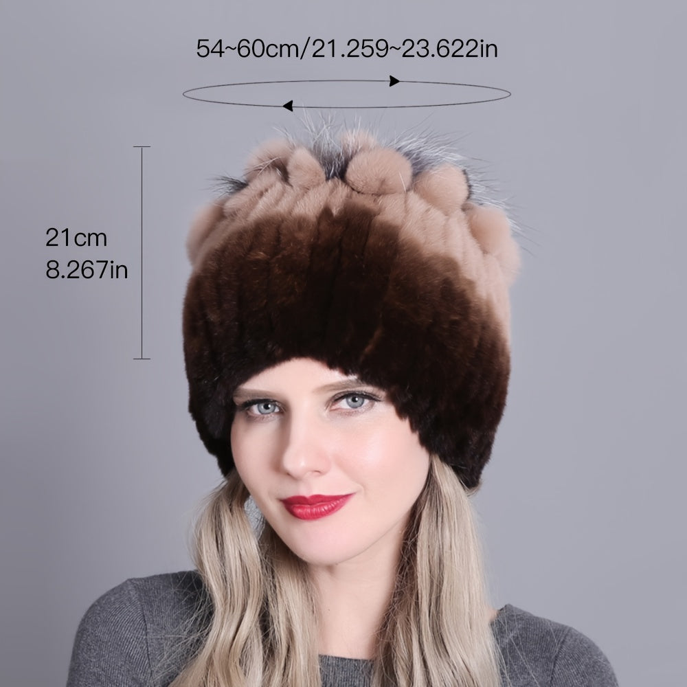 Trendy faux fur beanie for women and girls, perfect for staying warm in cold weather.