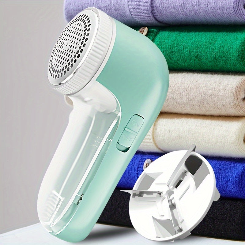 Portable fabric shaver powered by USB, ideal for clothes, bedding, and carpets. Removes lint balls and fluff effectively. Great gift for home cleaning.