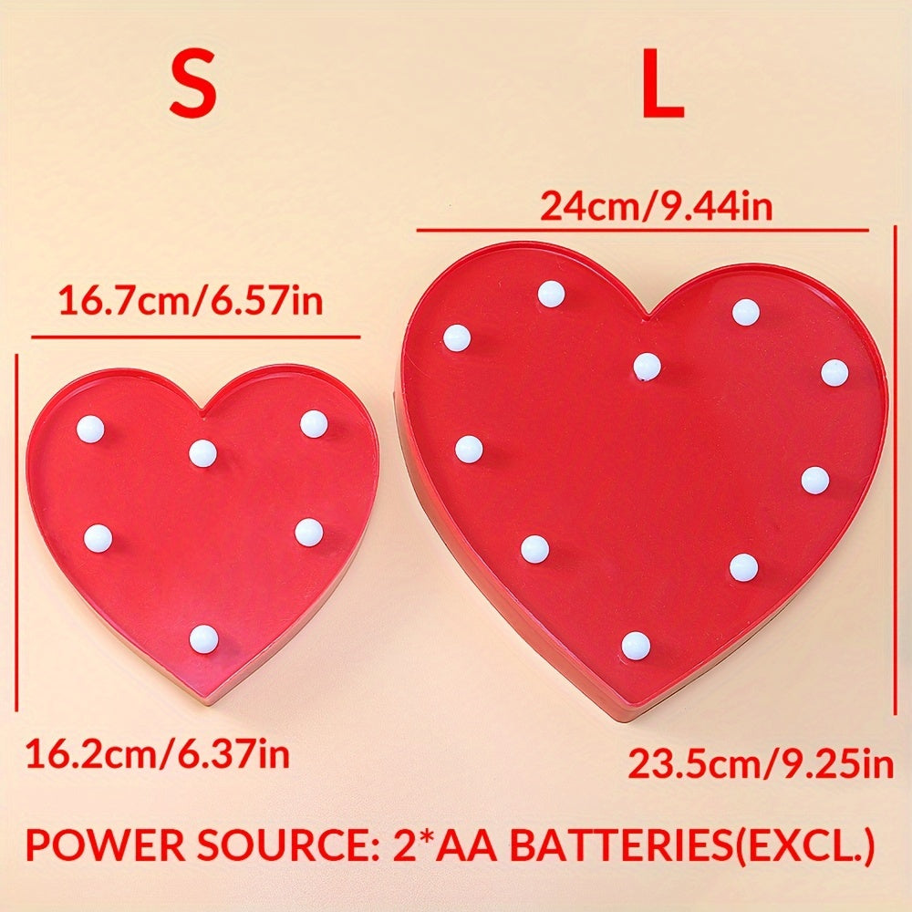 Charming red heart-shaped LED night light for bedroom ambiance, proposals, and gifts. Battery-powered with on/off switch. Perfect for Valentine's and Mother's Day.