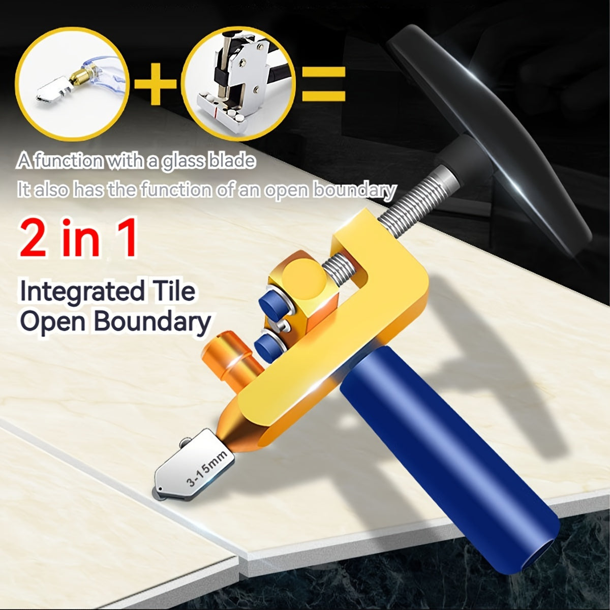 T TOVIA 2-in-1 Diamond Tile Cutter & Breaker Pliers Set with stainless steel blades, gaskets, and manual roller tool for glass & ceramic.