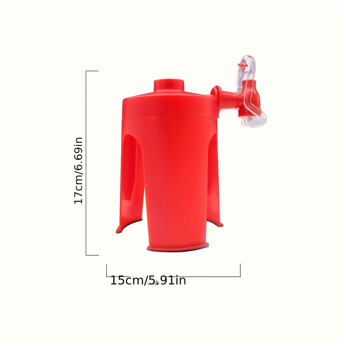 Durable plastic manual bottle inverter for mess-free pouring from soda and water bottles.