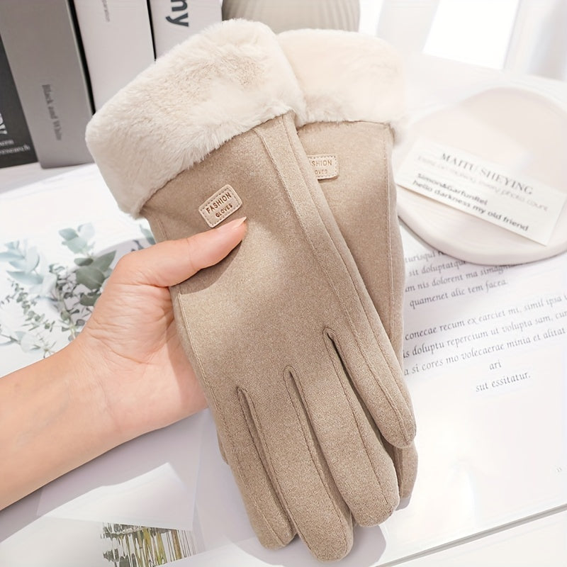 Warm your hands in style this winter with our Women's Winter Thick Plush Gloves. Made from fashion-forward suede, these outdoor guantes are perfect for keeping you cozy no matter where your day takes you. The touchscreen driving gloves offer convenience