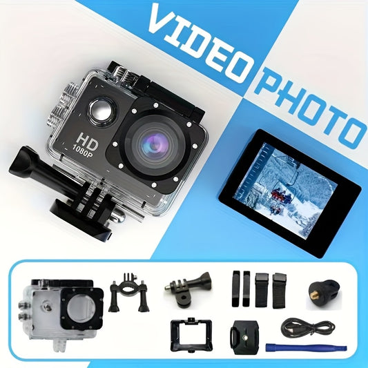 140° Ultra-Wide Lens 1080P HD Action Camera with Digital Stabilization, Fish Eye Effect, and Rechargeable Battery for Outdoor Sports Shooting.