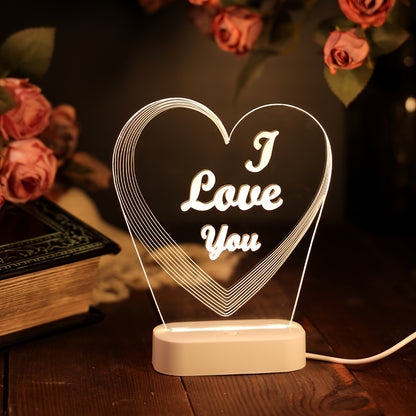 USB Night Light with Love Pattern, Perfect Gift for Mother's Day, Father's Day, or Valentine's Day, Great for Home and Desk Decor, Party Decoration.