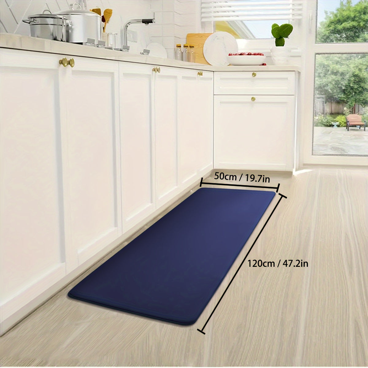 Polyester Kitchen Runner Mat with Absorbent Qualities - Non-Slip, Lightweight, Low Pile, Rectangular Shape, Easy to Hand Wash, Knit Weave Design with PVC Backing, Durable Flannel Floor Rug Ideal for Home Entrances Made by Machine Manufacturing