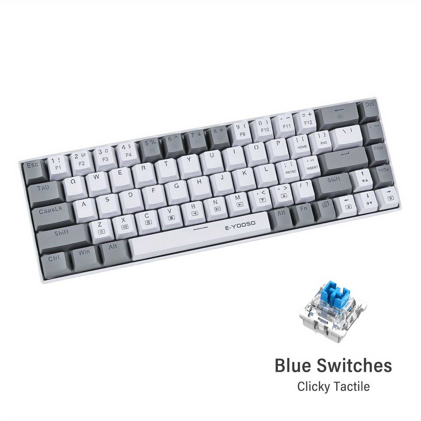 E-YOOSO Z-686 is a portable 65% mechanical gaming keyboard with backlighting and ergonomic design. It features a unique bicolor mold, compact 68 keys, and is suitable for Windows PC