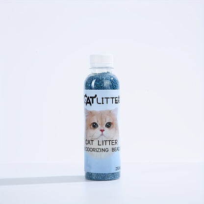 1 bottle of natural plant-based deodorizing beads with activated carbon granules for cat litter, eliminates odors and keeps pet environment clean and fragrant, suitable for cats.