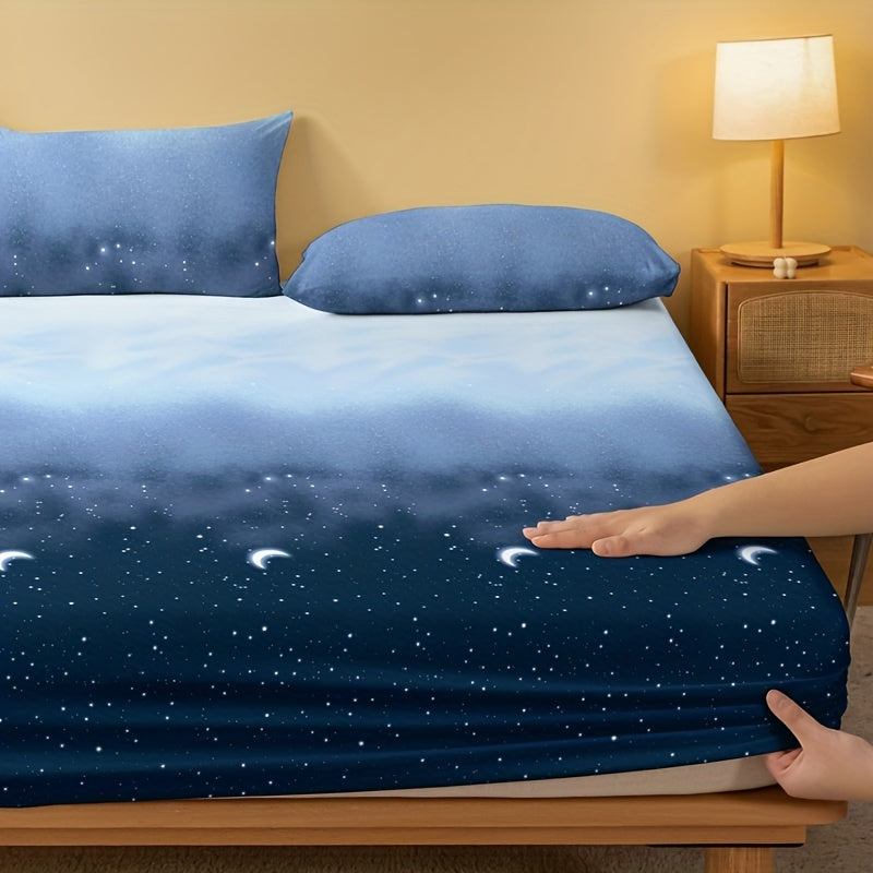 Soft and breathable, the Starry Night Brushed Fitted Sheet offers polyester bedding for both your bedroom and guest room. With a deep pocket design and machine washable material, it is perfect for keeping your bed cozy and comfortable.