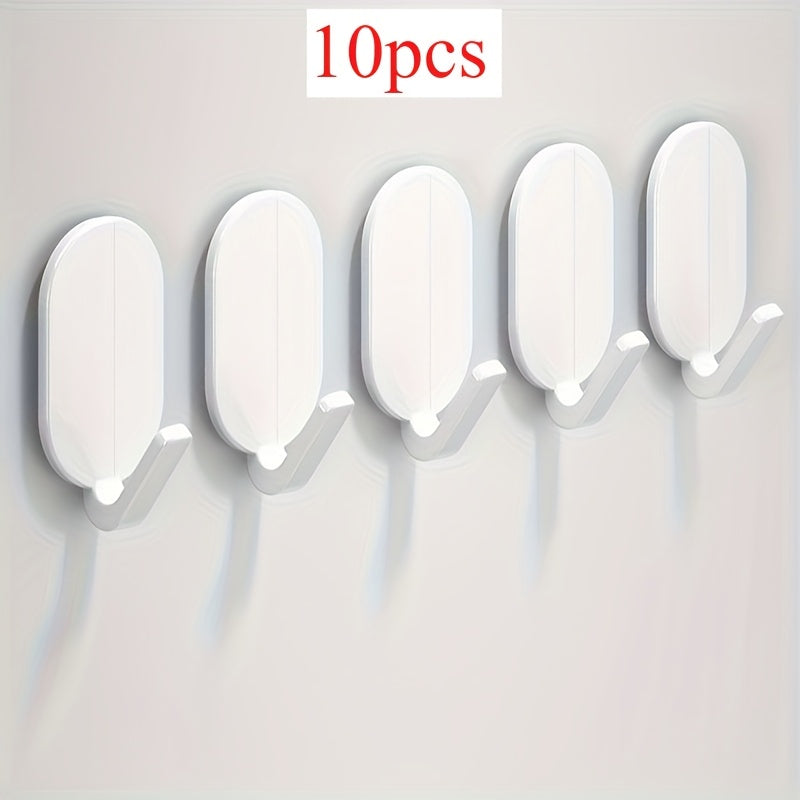 5/10 Heavy-Duty Adhesive Hooks for Bathroom & Toilet - No Drill, Waterproof, Durable Abs - Ideal for Towels, Robes & More