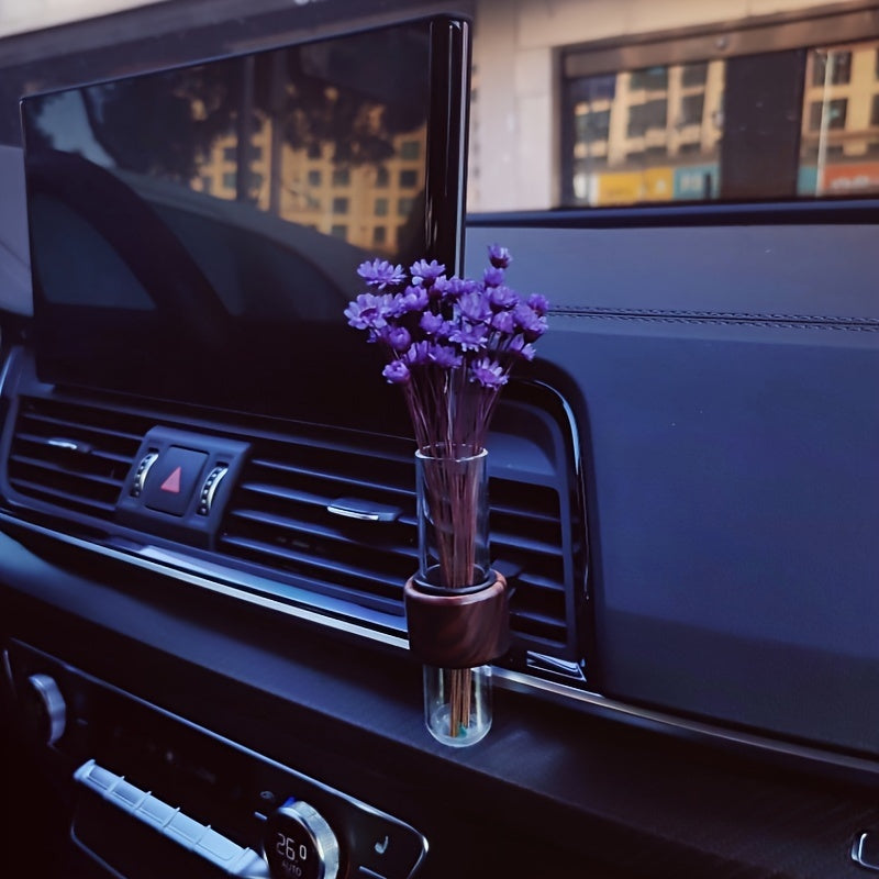 Wooden car vase for center console air outlet decoration, no flowers.