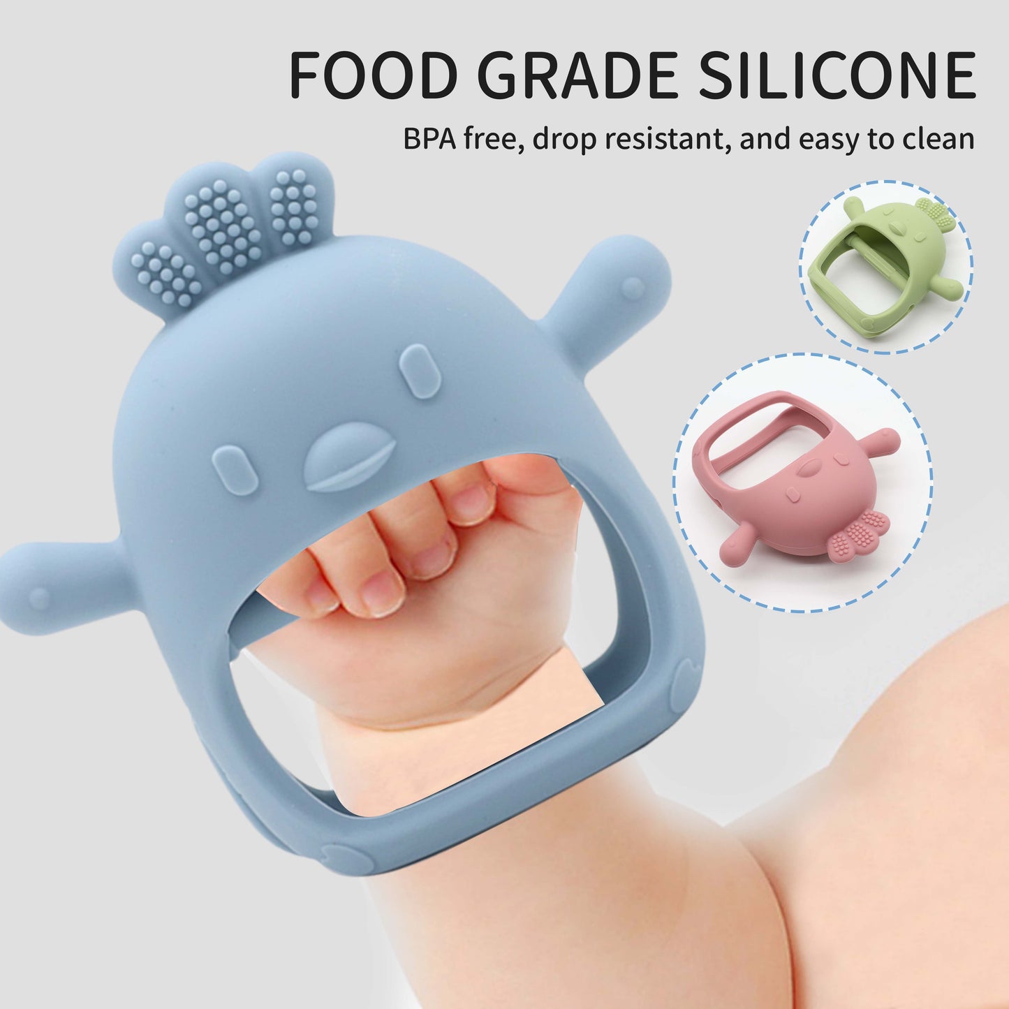 Silicone Teething Toys for Babies Over 3 Months, Ideal for Chewing and Sucking, BPA-Free Anti-Drop Mittens for Soothing Gums.