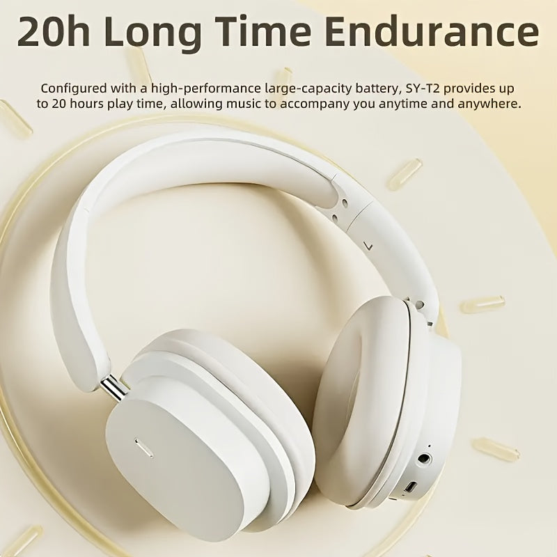 Lightweight Wireless 5.3 Headset with Noise-Cancelling, Comfortable Stereo Headphones, Built-in HD Mic, HiFi Sound, Deep Bass, DJ earphones, Universal Compatibility for Cellphone, PC