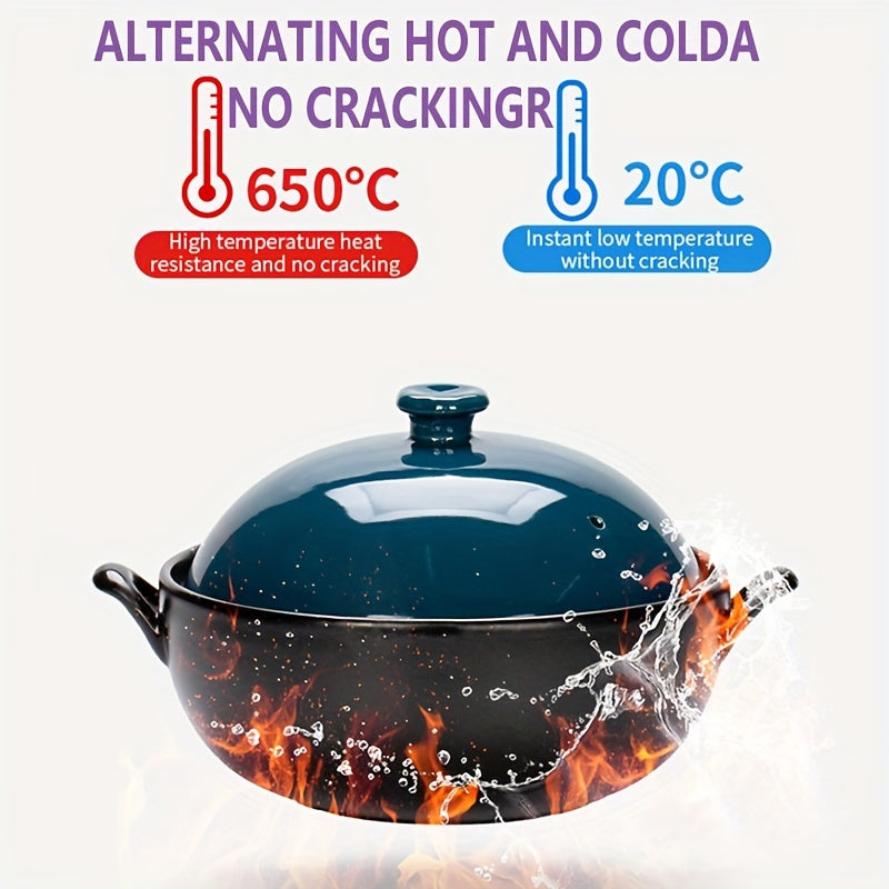 High-quality ceramic wok with emerald green lid, designed for high temperatures and non-stick cooking. This versatile stew pot is perfect for use on open flame gas burners, ideal for making soup or steaming dishes in your kitchen. A must-have addition to