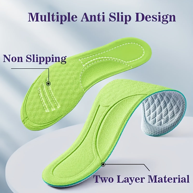 Memory foam insoles for flat and high heels, running shoes. High elasticity, shock absorption, sweat absorbent, comfort enhancing.