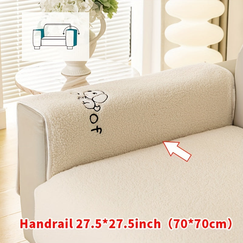 Soft Sherpa sofa cover, pet-friendly, non-slip, machine washable.