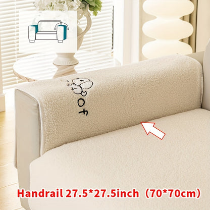 Soft Sherpa sofa cover, pet-friendly, non-slip, machine washable.