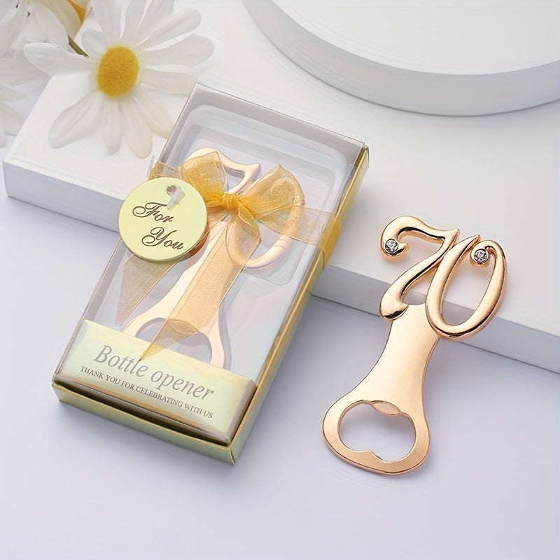 1pc Golden Metal 70th Birthday Beer Opener - Perfect for parties and special occasions. Ideal for weddings, birthdays, and holidays.