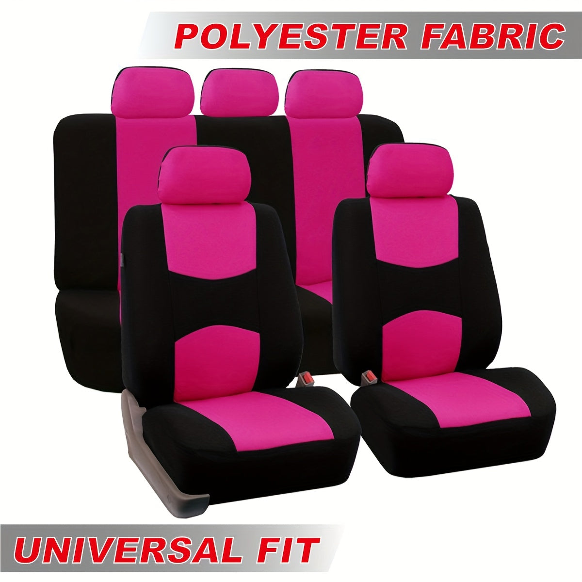 Polyester car seat cover set for 5 seats cars.