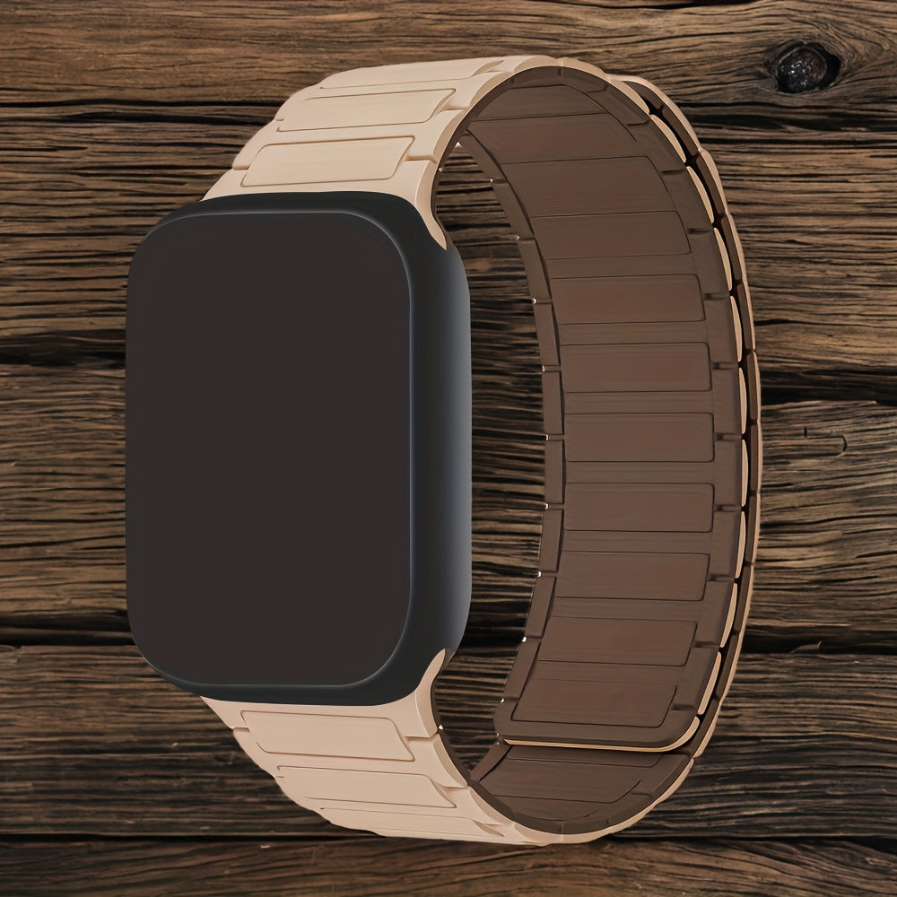 Silicone magnetic band for Apple Watch, compatible with multiple series, adjustable for men and women.