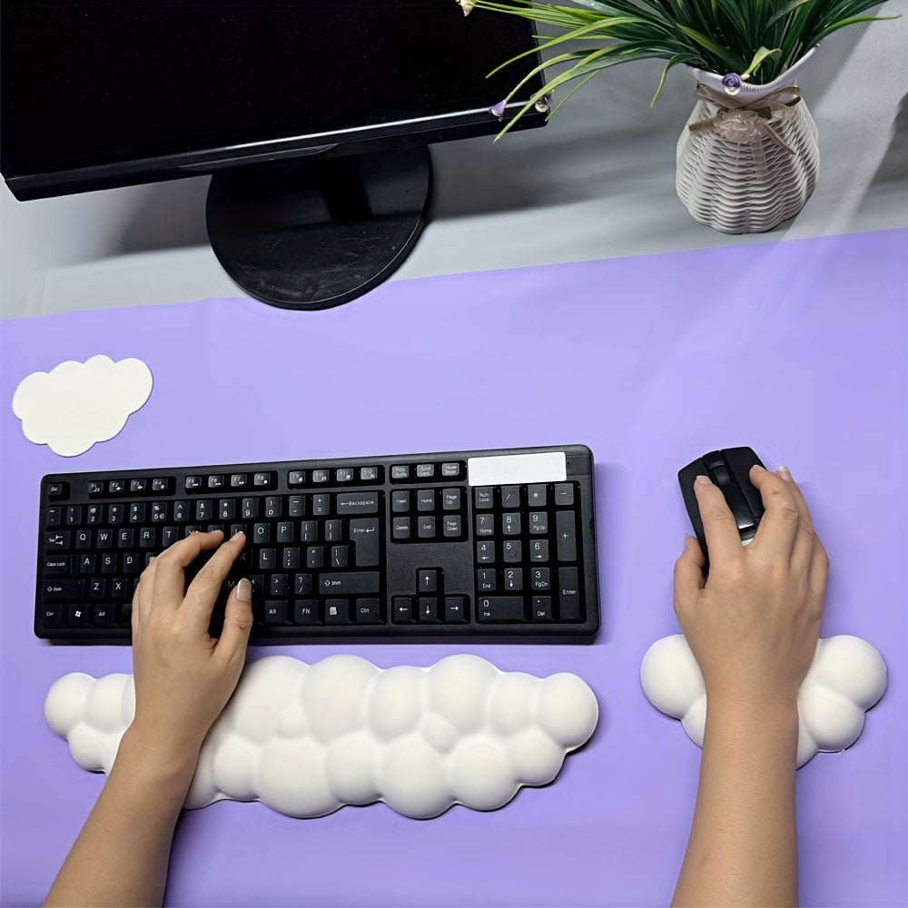 Ergonomic memory foam wrist rest pads for keyboard and mouse in a 3-pack set, suitable for gaming, office, and home use. Provides comfortable wrist support for typing and mouse use in black