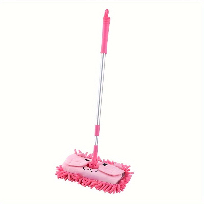 1 piece of a cute cartoon mop, perfect for small cleaning tasks. This mini mop doubles as a fun toy for floor mopping, making cleaning a more enjoyable task. It is portable and can be used for both wet and dry cleaning, ideal for home, school, or any