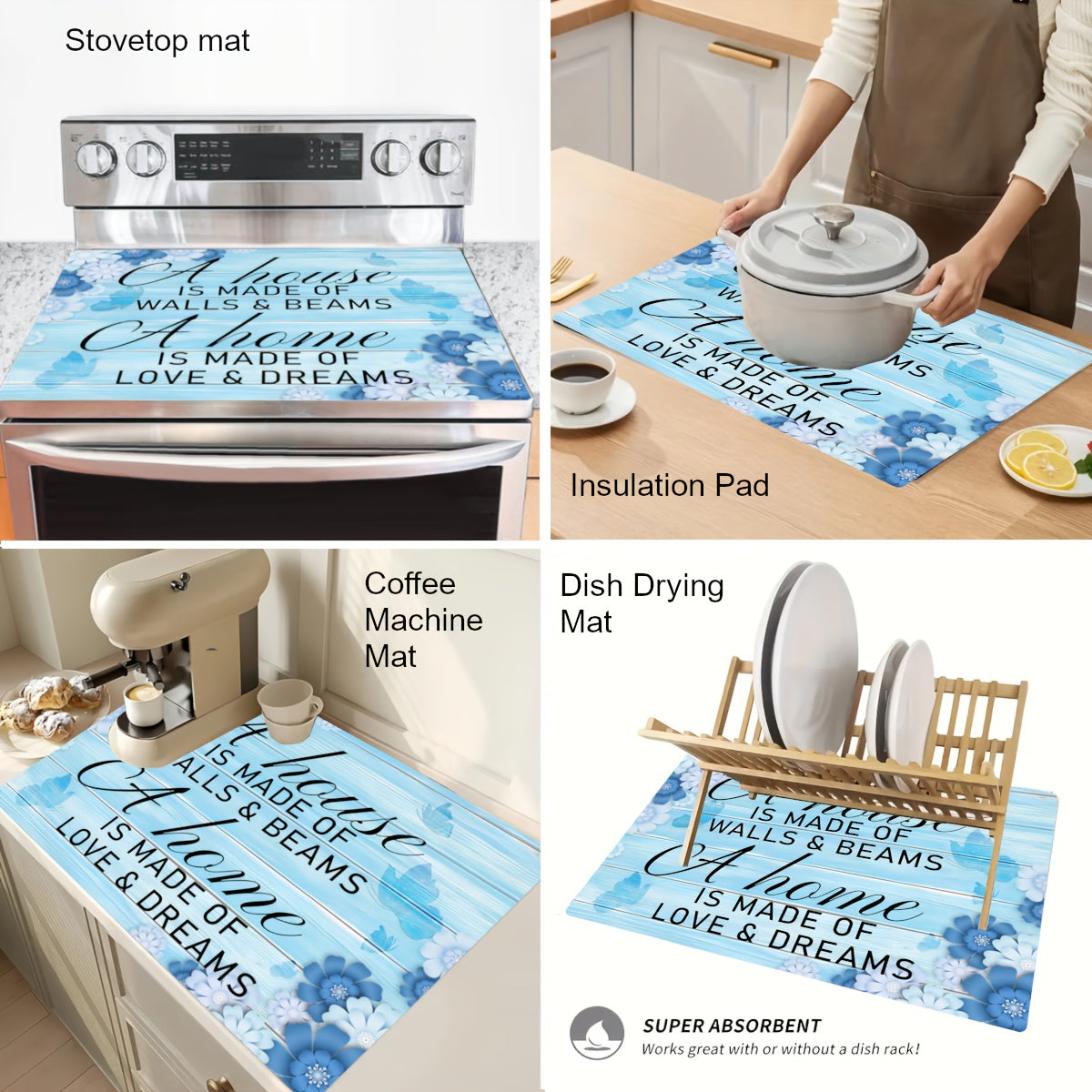 Extra large diatom mud stove top cover for home theme, measuring 28.5x20.5 inches (72.5x52cm). This quick-dry, non-slip countertop mat is designed for use with electric stoves and coffee makers. It also functions as a dish drying mat, dustproof and