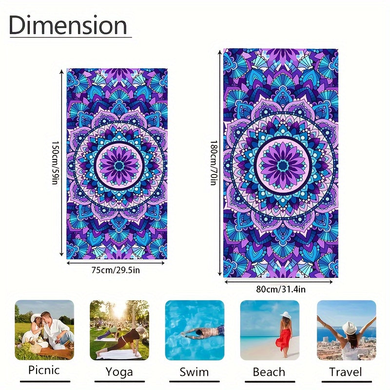 Bohemian Sand Protection Beach Towel in various sizes: 49.53x99.06cm, 69.85x139.7cm, 79.76x159.77cm, 89.92x179.83cm - Quick-dry.