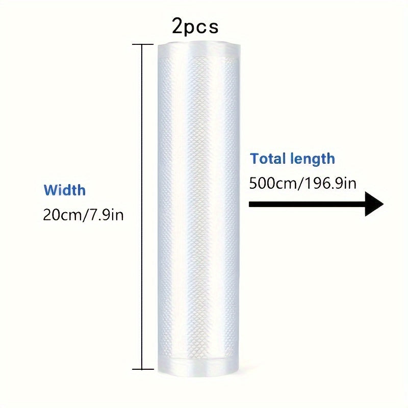 Пакеты для вакуумной упаковки пищевого качества - 2 рулона | Идеально подходит для хранения пищи в холодильнике и микроволновой печи | Многоразовый и противопроливной | Доступно в различных размерах