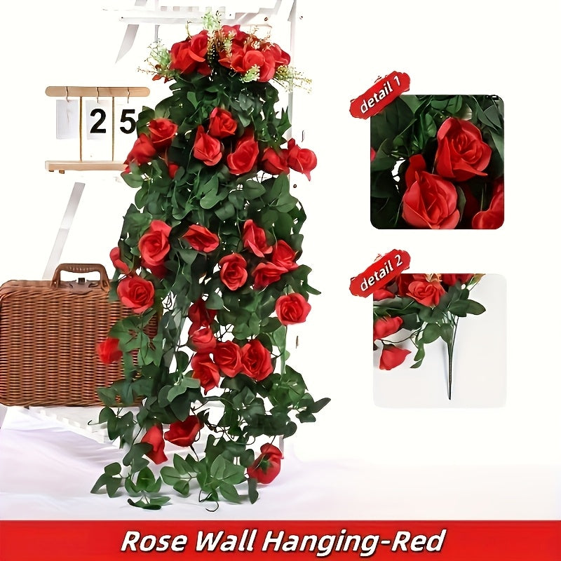 Two large rose vines, each measuring 219.96 cm in length, with 36 blooms. Ideal for home decor in spring and summer, as well as for events like festivals, parties, Valentine's Day