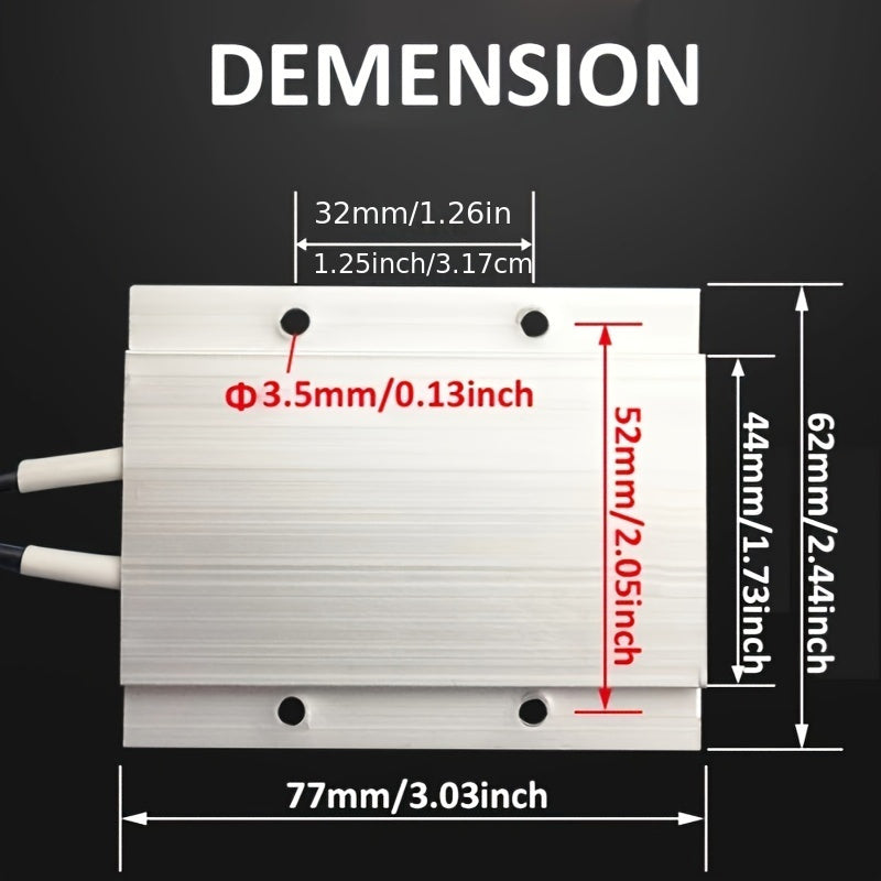 3D printerlar uchun mini PTC isitish plitasi - AC/DC 110V-220V, izolyatsiyalangan keramikadan yasalgan, alyuminiy qoplama, doimiy harorat nazorati, mustahkam va xavfsiz texnologiya