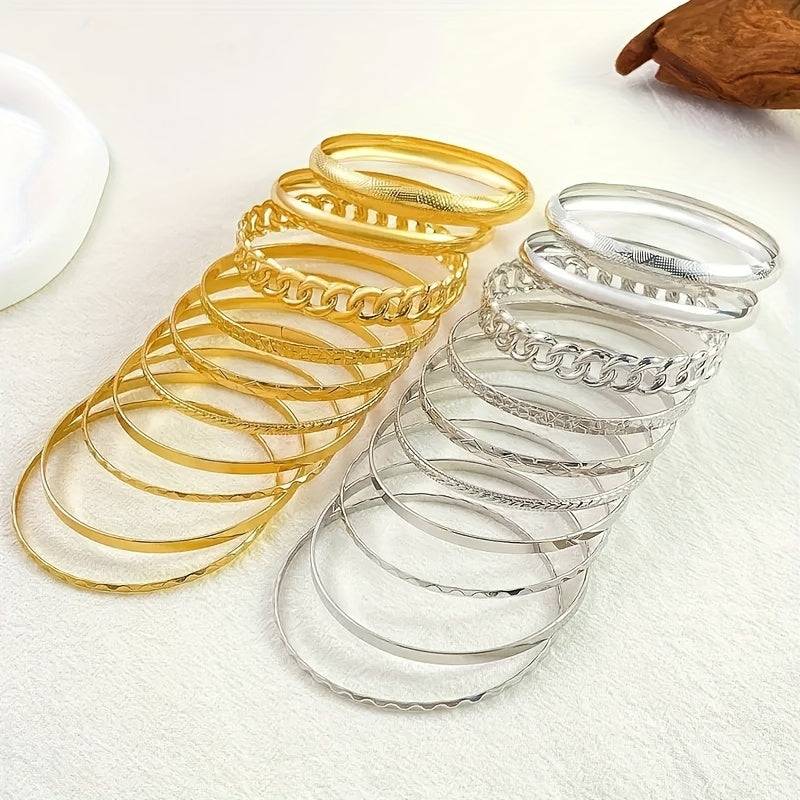 Set of 10 delicate alloy bracelets, perfect for daily wear or special occasions. A great gift for women.