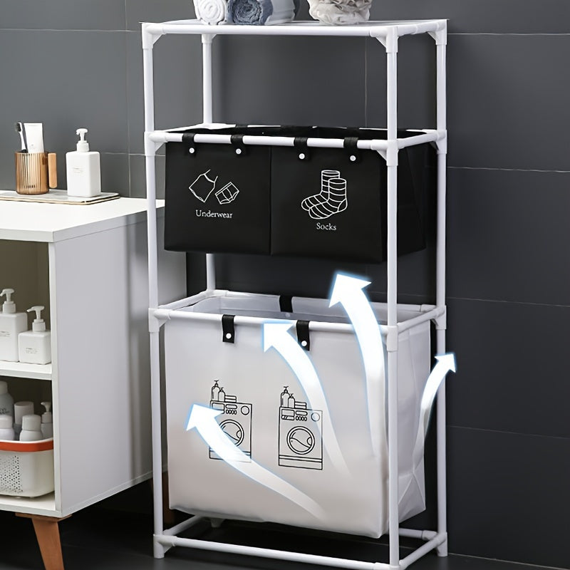 Multi-layer Laundry Room Storage Rack for Dirty Clothes, Home Organizer Holder for Large Capacity Washing Basket, Bathroom Clothes Rack with Tiered Storage, Multi-functional Dirty Clothes Basket