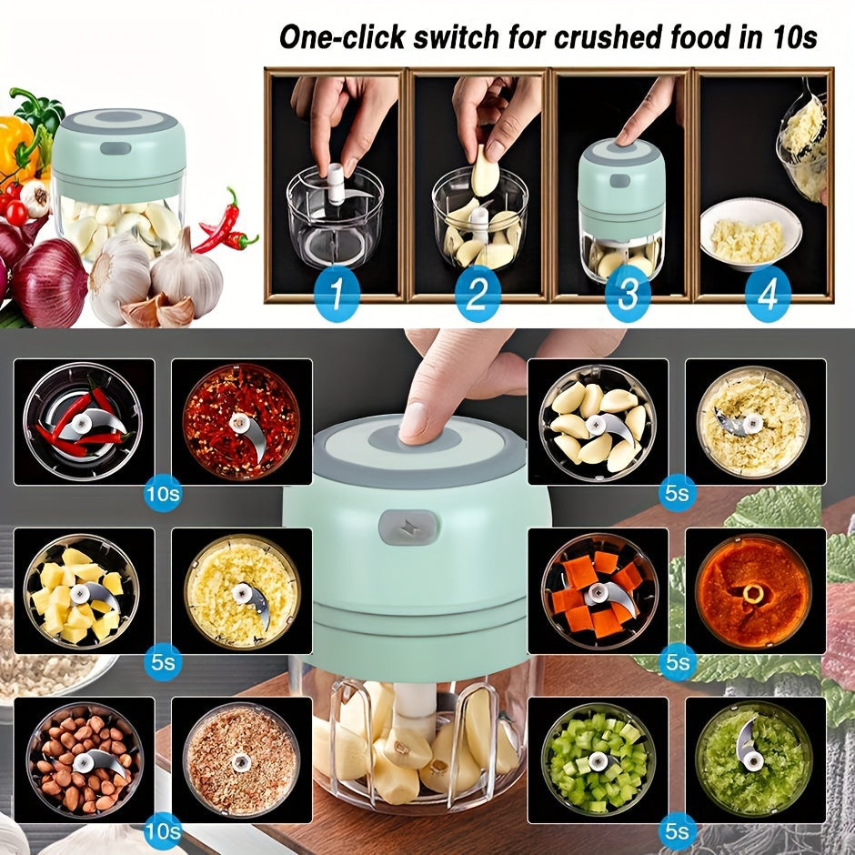 USB Rechargeable Cooking Machine with 250ml Capacity, Small Automatic Garlic Mixer for Kitchen Use. Versatile Tools in Various Colors for Multi-Scene Use, Ideal Kitchen Supplies.