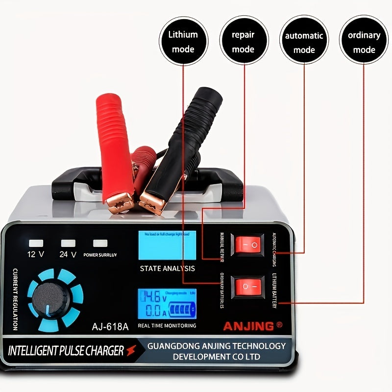 AU Plug Car Battery Charger for 12V 30A/24V 17A 400W Lithium batteries, suitable for car, boat, motorcycle lead acid batteries. Charger maintains battery without battery included.