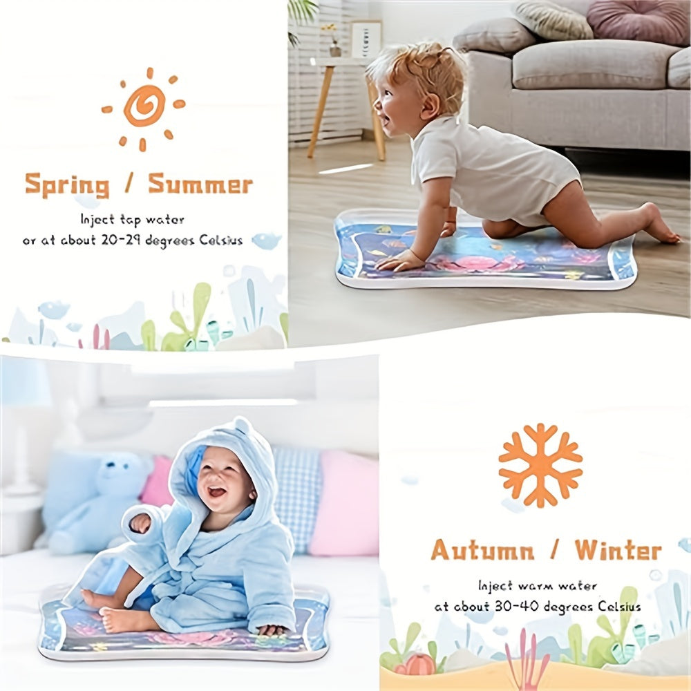 Experience the wonders of the deep sea with the COZYPANDA Ocean Adventure Play Mat! This PVC water pad features jellyfish and fish designs, providing a fun and interactive developmental toy for boys and girls. Give the gift of imaginative play with