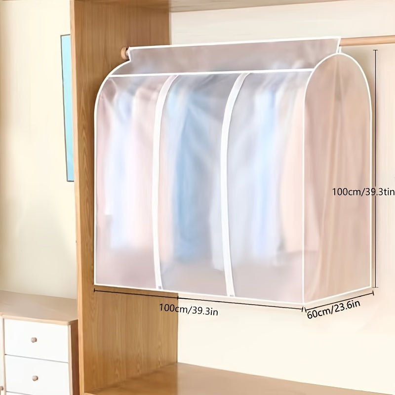 AOLORES Transparent Garment Bags for Closet Storage, Durable Plastic Suit Cover with Zipper Closure, Wardrobe Protector for Coats, Suits, Dresses