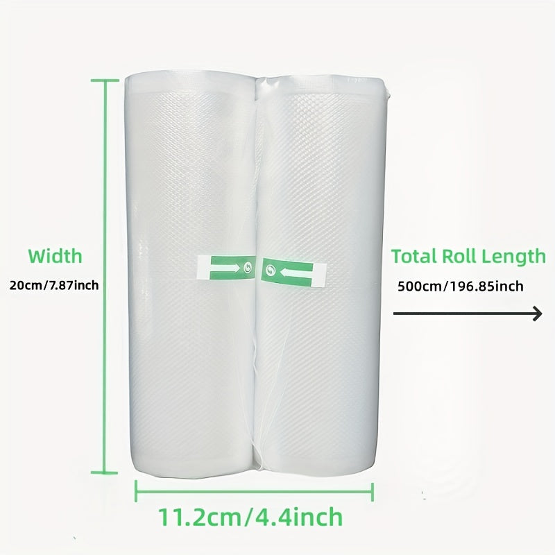 2 Rolls of Vacuum Bags for food preservation, featuring Food Savor bags and vacuum packaging for use with vacuum sealer machines. Also suitable for Sous Vide cooking, these Home Kitchen Supplies include Kitchen Accessories for convenient food storage.