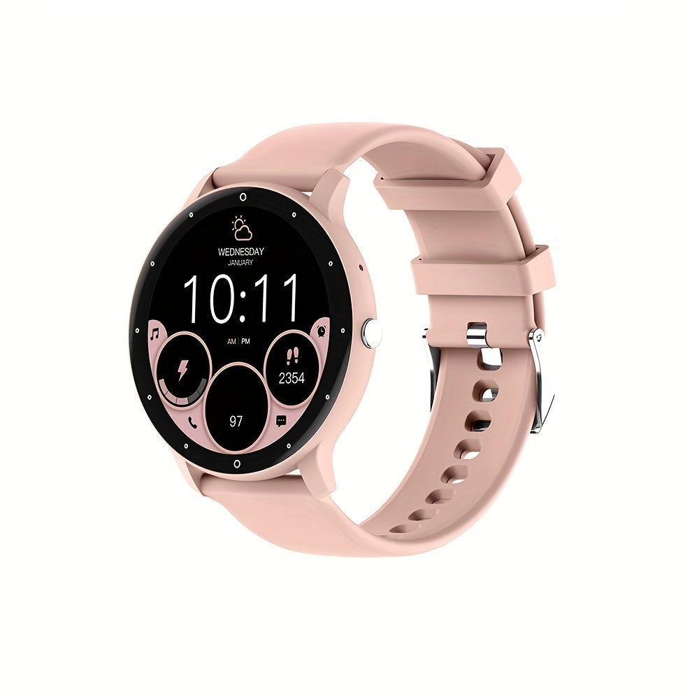 PEJE Smart Watch with 3.53cm Full Touch Screen, 100+ Sports Modes, Weather & Music Control, Voice Assistant, Fitness & Health Tracking, USB Charging, Glitter Embellishment, Silica Gel