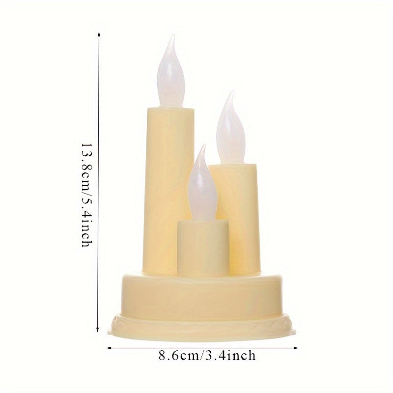 3 flameless gold electronic candles for Halloween, Christmas, parties, camping, weddings, and home decor.